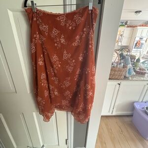 Free People Floral Midi Skirt - Rust